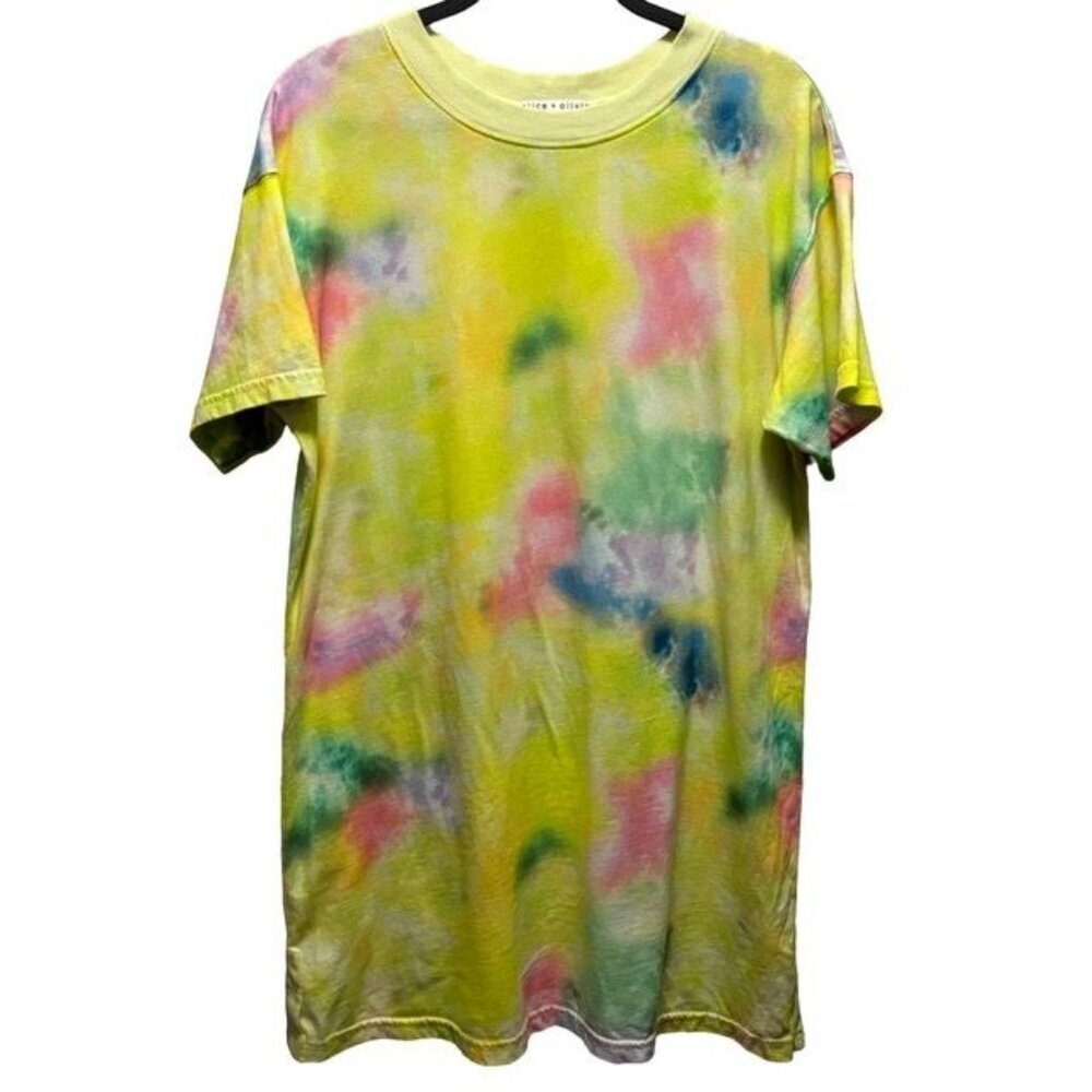 Alice + Olivia Garner Drop Shoulder Boxy T Shirt Dress Tie-Dye  Size Medium